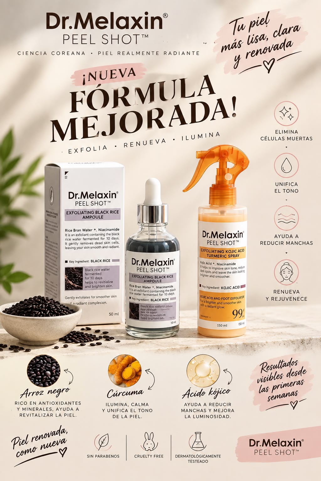 KIT MELAXIN (ACLARANTE + EXFOLIANTE ARROZ NUEVA FORMULA)