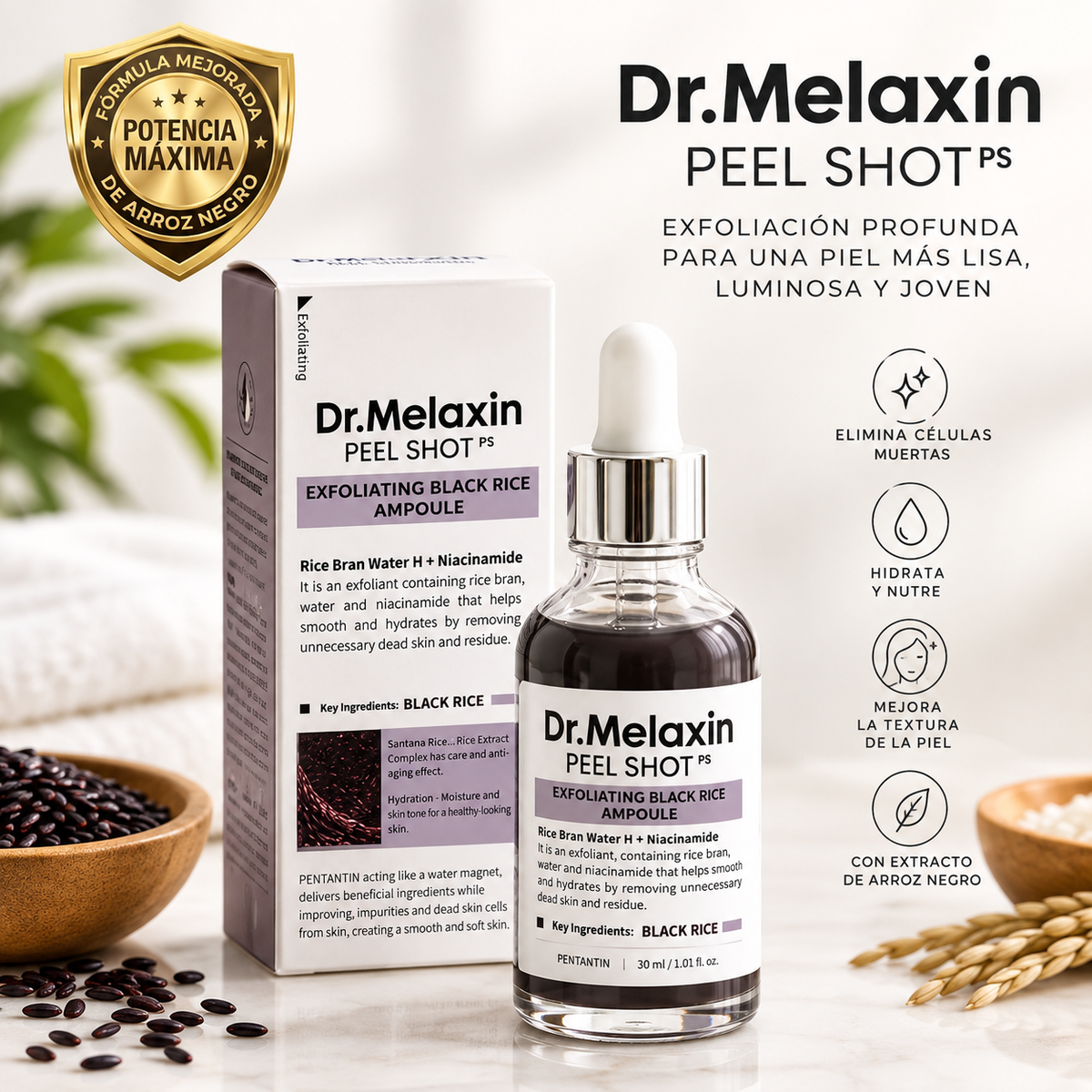 DR.MELAXIN PEEL SHOT GLOW AMPOLLA EXFOLIANTE DE ARROZ